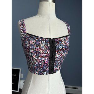 Mudd cropped corset hook eye front closure top Medium